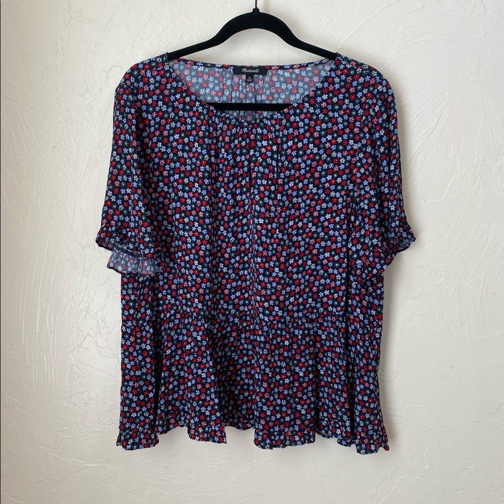 REMOVING 8/22 Madewell floral short sleeve peplum top▪️size XL